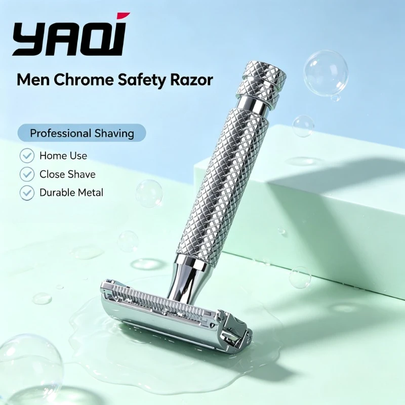 2026-yaqi-プロフェッショナル-モナーク-クロームカラー-安全カミソリ-家庭用090mmブレードギャップ