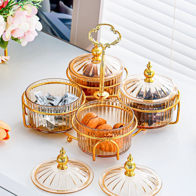 

Light-Luxury Nut Box with Creative Handle: Divided Tray for Coffee Table Fruits & Snacks, Minimalist Home Dried Fruit/Candy