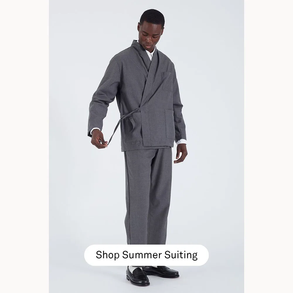 

Серые мужские костюмы по индивидуальному заказу, модные свободные комплекты из двух предметов (куртка + брюки), мужской элегантный повседневный простой летний прямой комплект с уздечкой