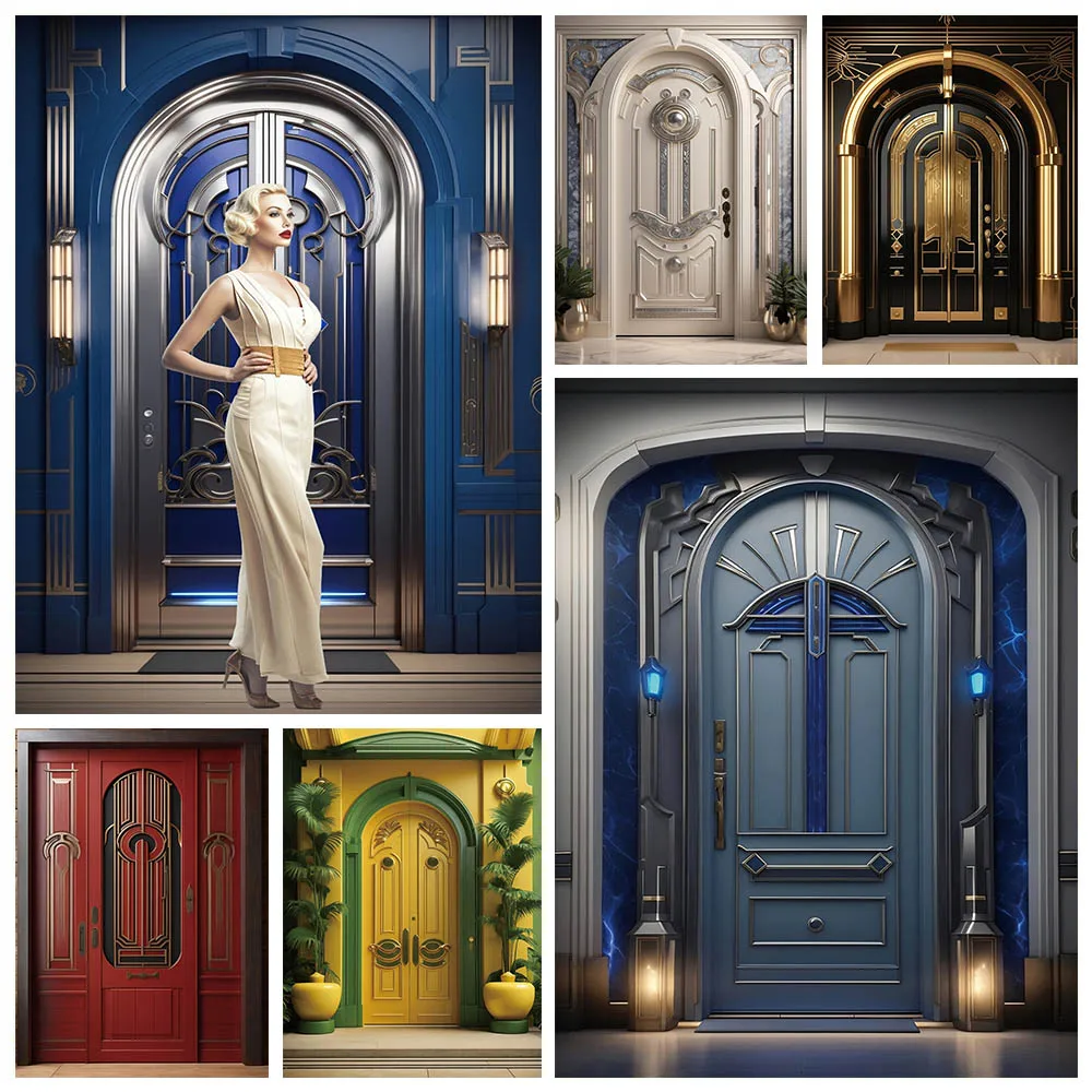 Mehofond Photography Backdrop Royal Blue Door Princess Prince Birthday Party European Style Palace Decor Background Photozone