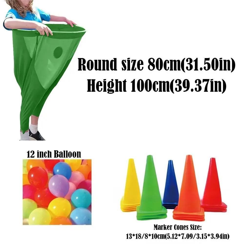 Ensemble de jeu de cour de pantalons de grand-mère drôle avec 4 balles et 2 cônes marqueurs, pantalons interactifs de jeux de fête Freaky