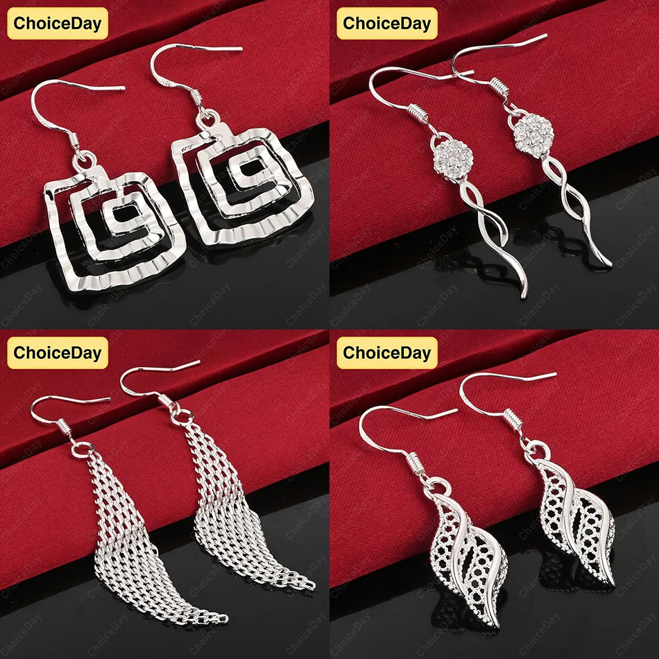

ChoiceDay 925 Sterling Silver Exquisite Zircon Geometric Drop Earrings Women Jewelry Accessories Party Wedding Gift
