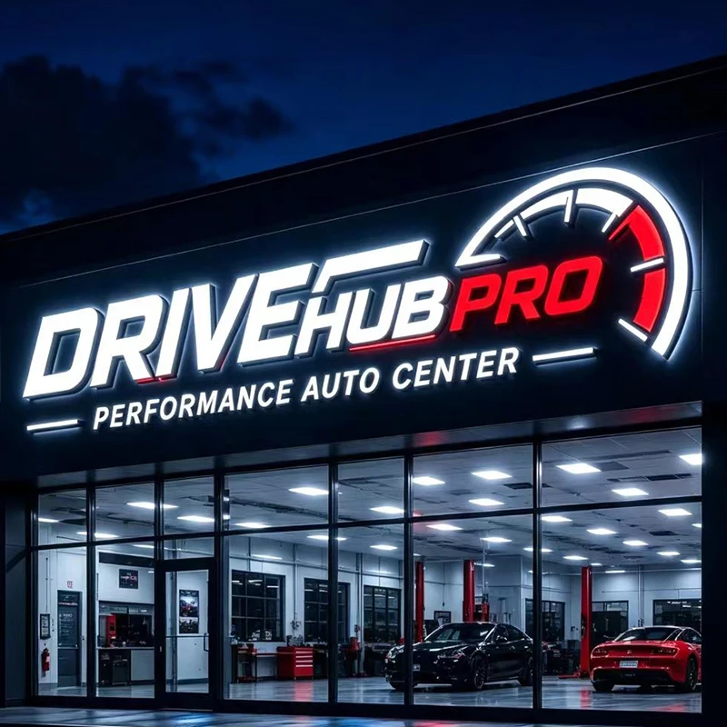 3D Custom LED Illuminated Letter Sign Outdoor Weatherproof Auto Repair Shop Car Brand Store Frontlit Light Logo Free Design