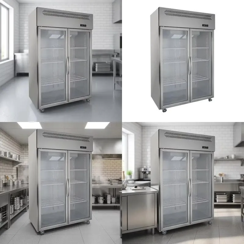 Commercial Double Door Stainless Steel Vertical Refrigerator Large Capacity Fresh Keeping Cabinet Freezer
