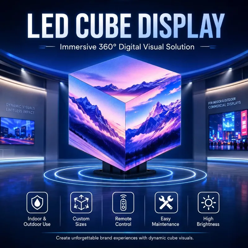 Customized Size P2.5  Cube Display Multiple Installation Methods Magic Cube  Screen for Mall Club Store Advertising HD