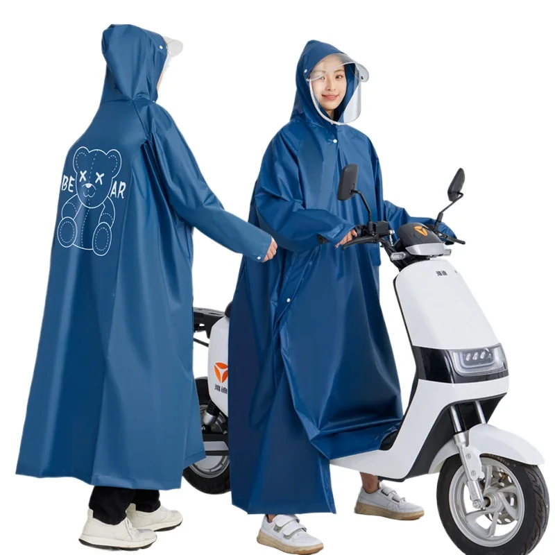 Adult Long EVA Raincoat Motorcycle Poncho Full Body Coverage Heavy Rainproof Electric Vehicle Special External Zipper Raincoat