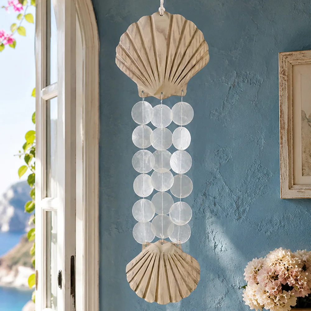 1pcs Ocean Animal Wood Acrylic Wall Hanging Natural Wood Shark Shape Clear Disc Ornament Boho Coastal Style Bedroom Homestay