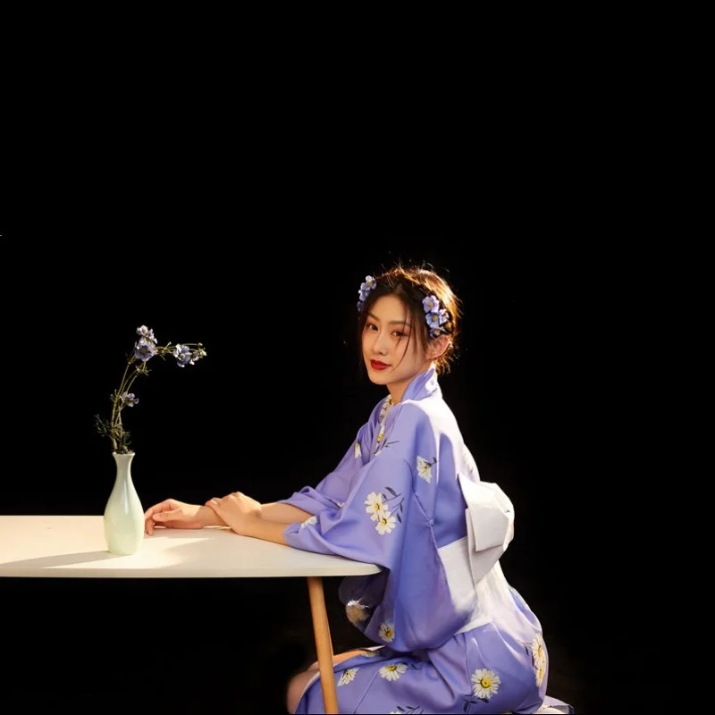 

Japanese Style Purple Kimono Dress Women's Formal Reformed Style Photography Yukata Dress Young Girl Traditional Costume