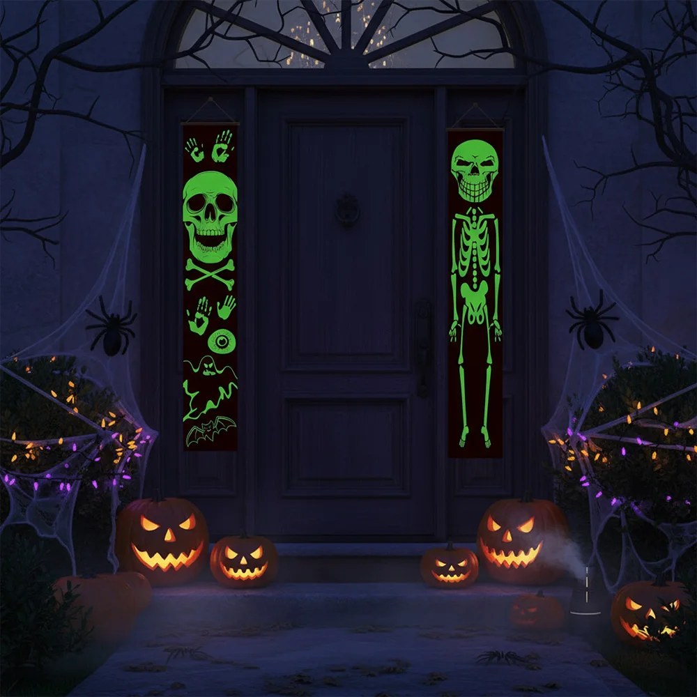 هالوين معلقة ستارة الباب راية الرعب زوجين ستارة الباب الطرف الديكور راية مسكون لوازم ديكورات منزلية #4
