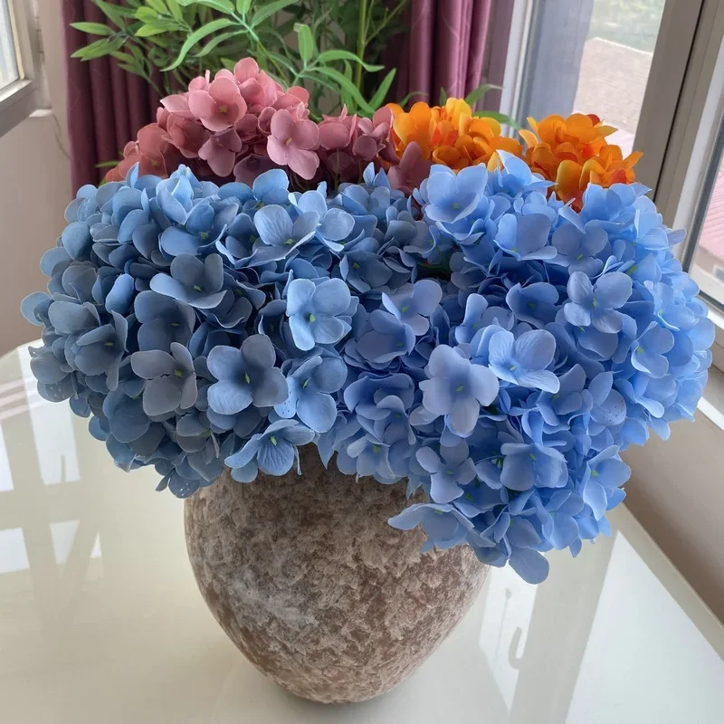 Simulation Flowers Silk Hydrangeas Bouquet Shopping Mall Decoration Fake Flower Artificial Purple White Hydrangea Green Plant