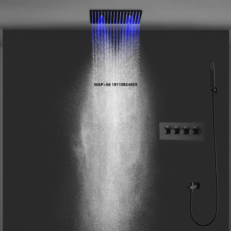 Newest Bathroom Stainless Steel Multi-function Thermostatic Shower Rainfall Led Shower Set