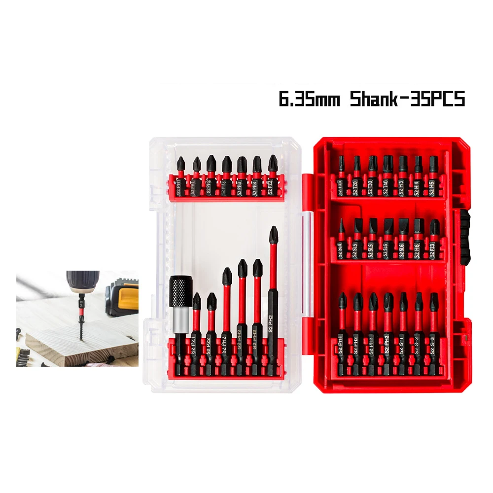 

Набор бит для отверток, 35 шт., инструменты, набор ударных отверток S2, набор крестообразных сильных магнитных отверток, многофункциональный