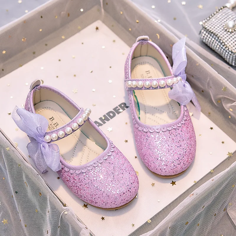 

Girls Dress Shoes Beauty Pointed Toe Teen Girl Leather Shoes Bling Princess Wedding Shoes