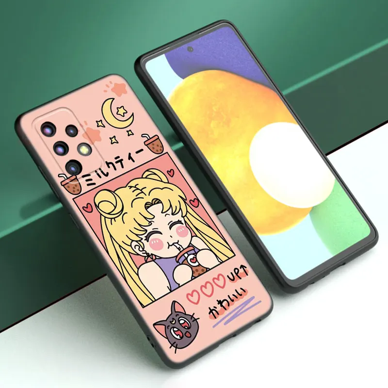 Caixa bonito do telefone de S-Sailor Moon, Samsung A13, A22, A24, A32, 4G, A23, A25, A34, A35, A52S, A53, A54, A55, A73, 5G, A12, A14, A15, A31, A33, A50, A51