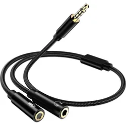 3.5mm Audio Y Splitter Cable Headset Adapter Mic Speaker Male to 2 Female For Mobile Earphone