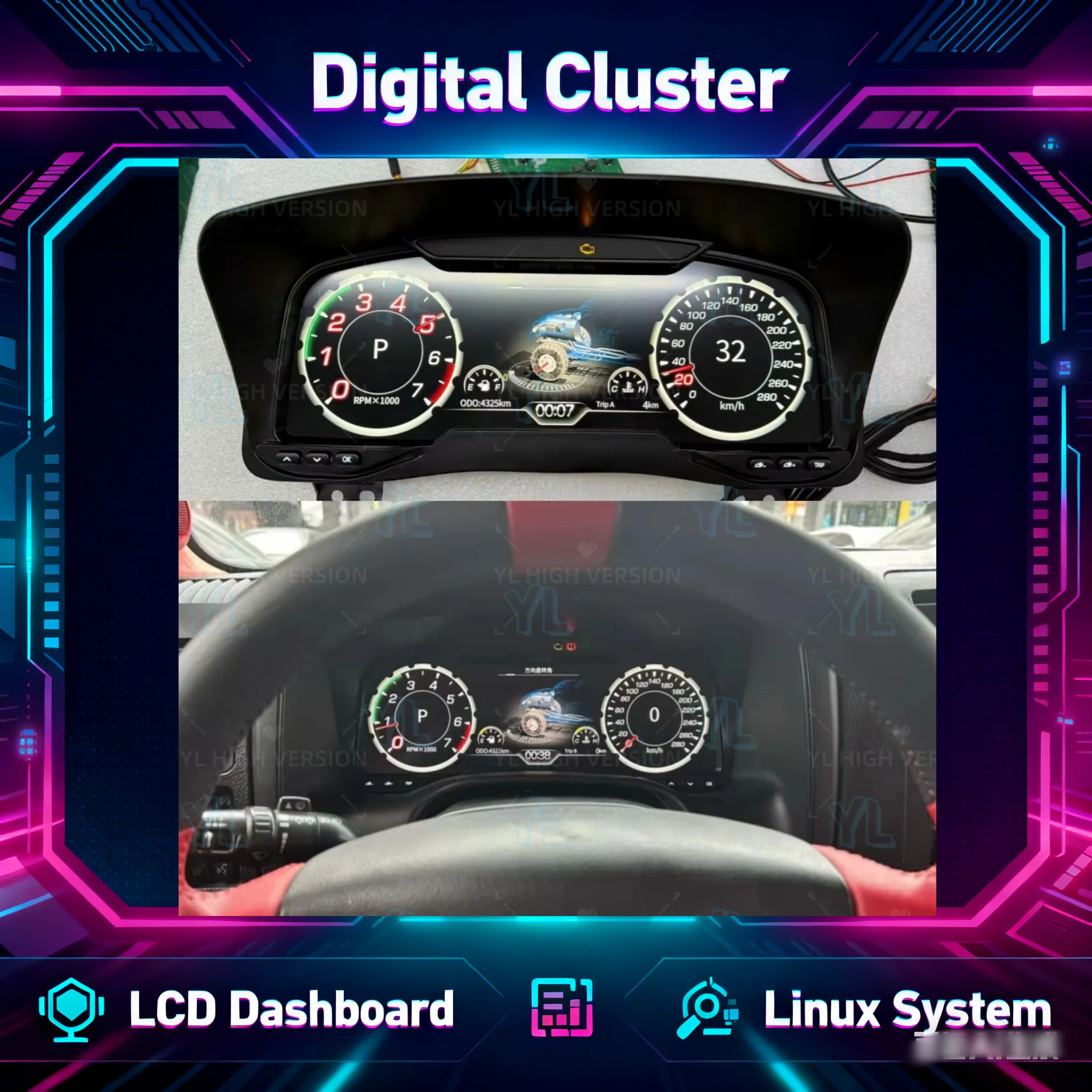 

Linux Car Digital Cluster For Hummer H3 2005-2010 Dashboard Instrument Panel Virtual Cockpit Speedometer Headunit Meter Screen