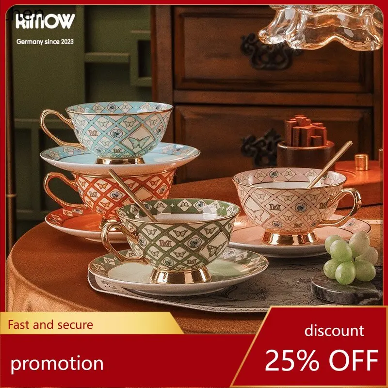 

YFY european-style ceramic coffee cup set: exquisite, high-value cups and saucers, premium bone china tea set