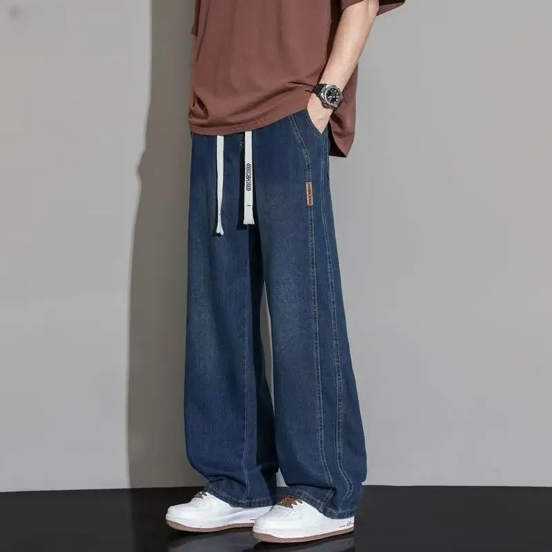 

2026 summer thin jeans versatile elastic waist loose and thin wear-resistant trousers casual men's pants