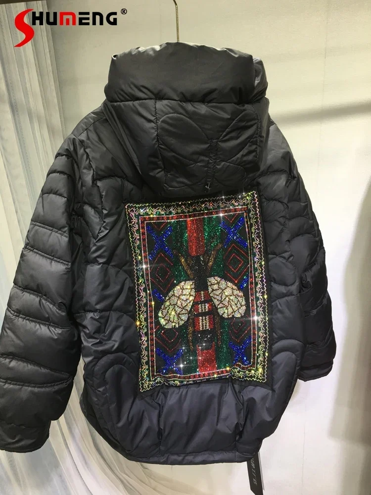 Parkas en duvet à manches longues avec biscuits pour femmes, optique tout match, chaud, matelassé, fermeture éclair, vêtements d'automne et d'hiver, haut de gamme, mode