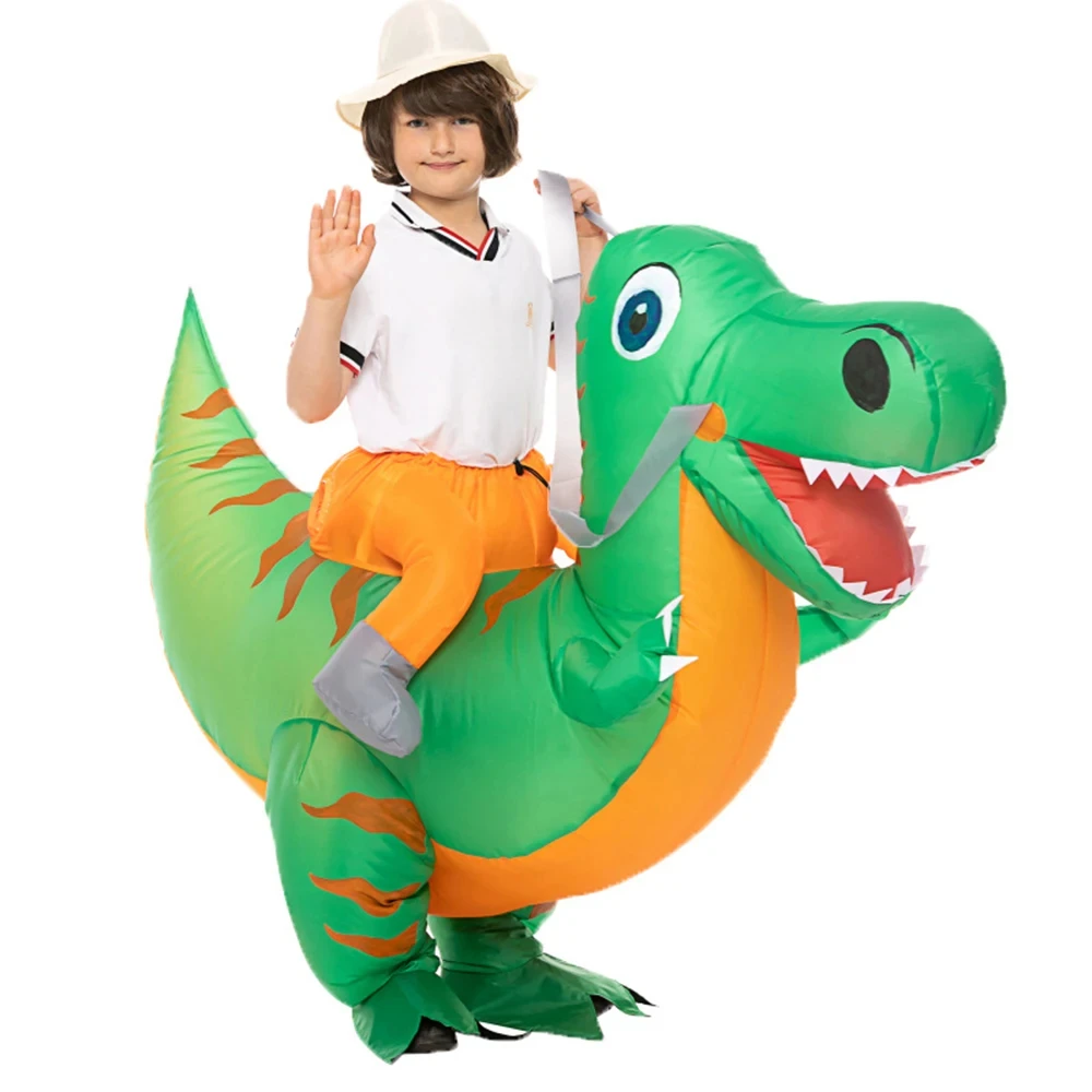 Funny Dress Up Riding Dinosaur Inflatable Costume for Kids Boys Girls Cosplay Disfraz Holiday Party Halloween Christmas Costumes