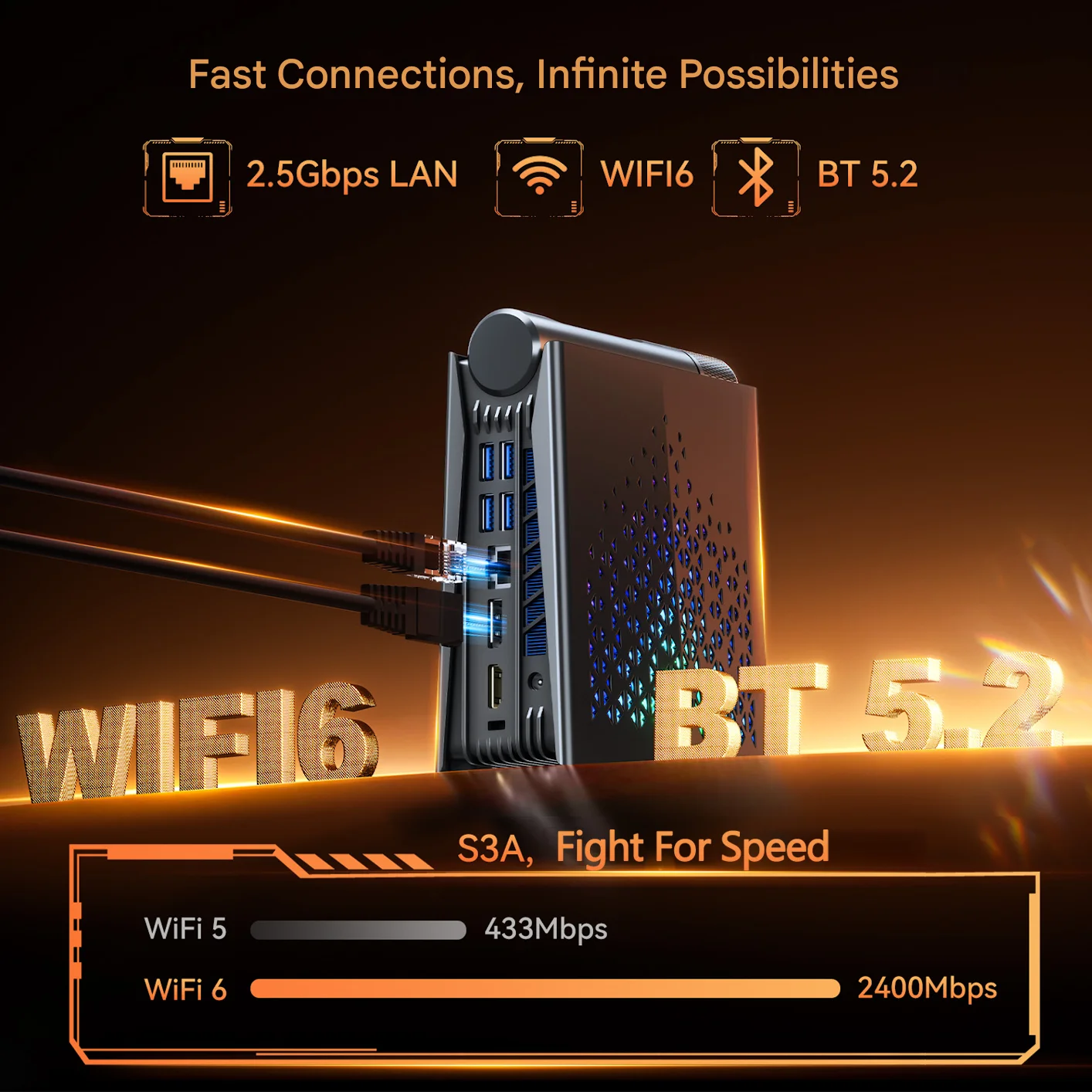 كمبيوتر ACEMAGIC MINI AMD Ryzen 7 8745HS 32GB RAM 1TB SSD Windows 11 Pro كمبيوتر صغير Wifi6 BT5.2 مع ضوء RGB 4K شاشة ثلاثية