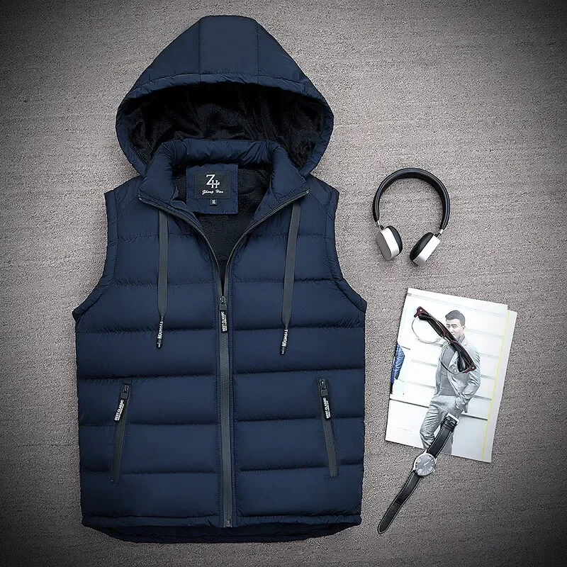 

LIBIELIY Men Vest Fashion Hooded Solid Color Brand Coats Casual Outwear Men Jacket Sleeveless Jacket Vest For Men 2025 Autumn An