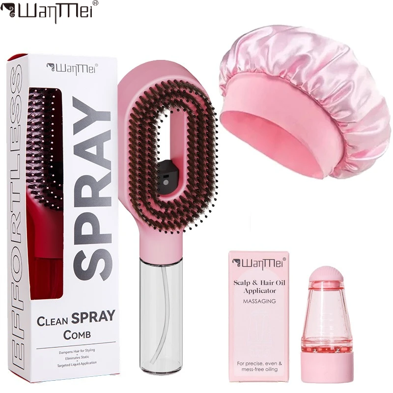 

Hair Brush Set 3 in 1 Detangling Spray Brush Hair Oil Applicator Anti-Static Scalp Massage Comb Hair Care Tools