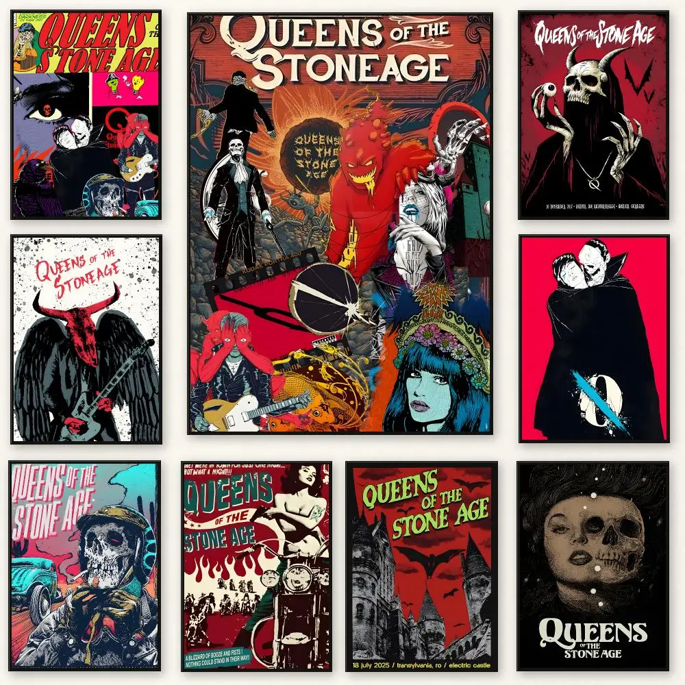Rock Band Q-Queens Of The Stone Age Poster Frameless Peel-and-Stick Removable Wall Art Print