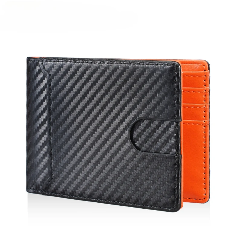 New Carbon Fiber Mens Wallet Thin Credit Card Case Multiple Card Slots ID Holder Business Card Organizer PU Leather