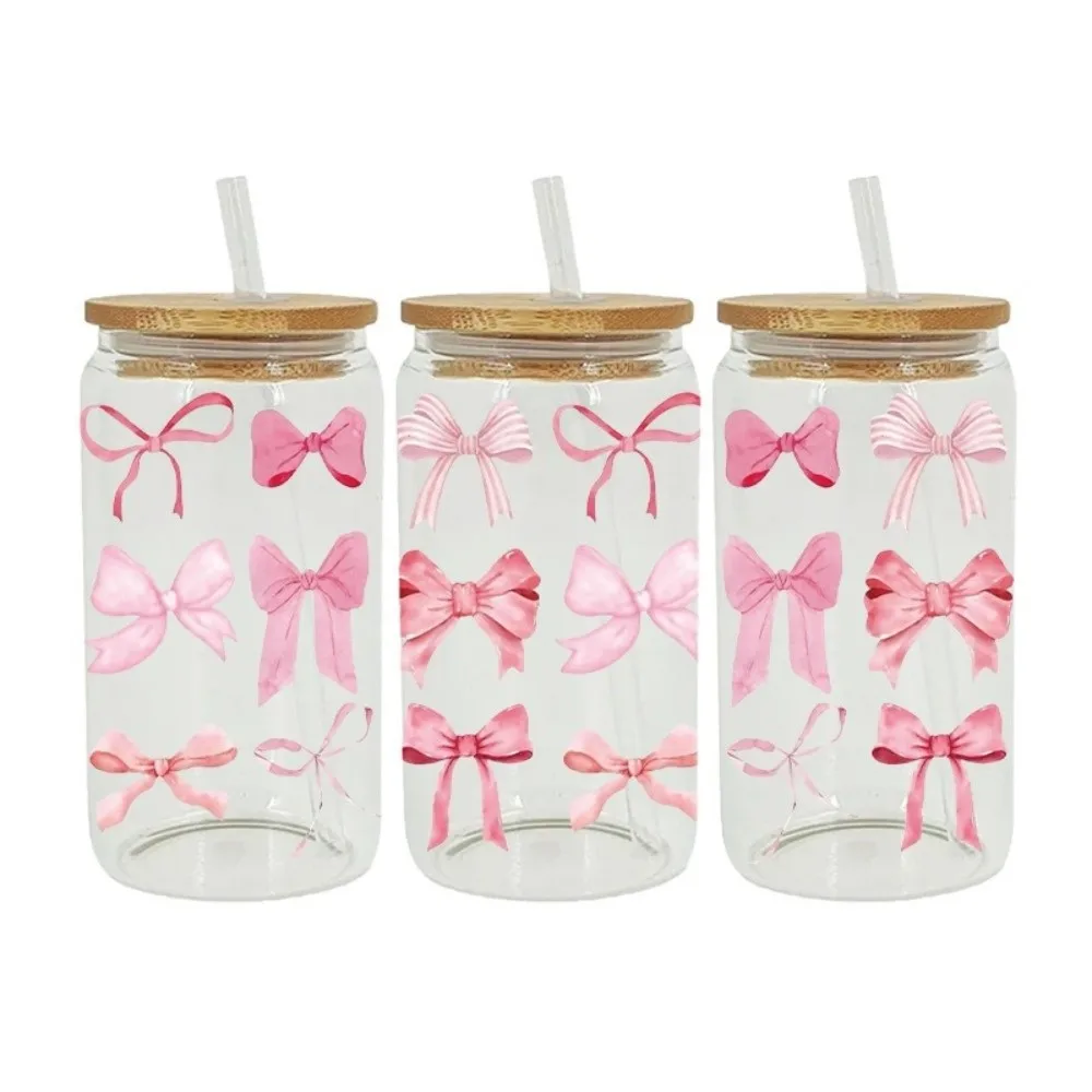 Waterproof UV DTF Transfer Sticker Smooth Clear Water Bottles Sticker Strong Sticky Colourful Cup Wraps Glass Bottle