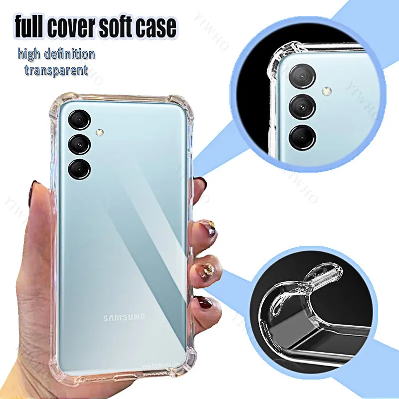 Phone Case for Samsung Galaxy M14 TPU Soft Clear Transparent for Sansung M 14 6.6