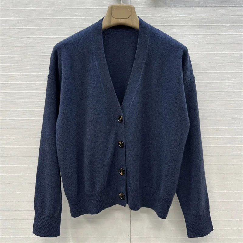 

Cardigan for women New elastic knitted slim fit V-neck long sleeved top for autumn 2025 Cashmere blend Women's sweater knitwear