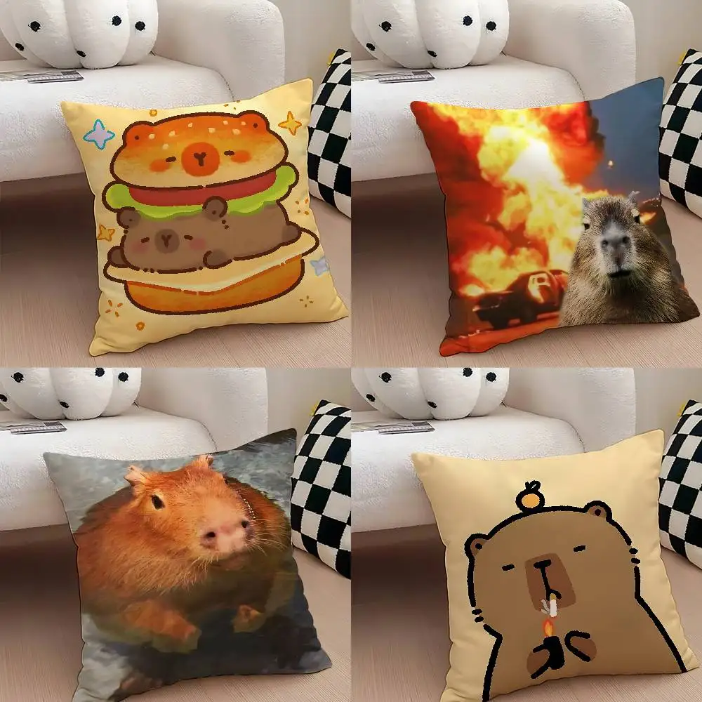 Kapibala Kawaii Customizable Square Pillowcases, Stylish And Soft, Perfect For Beds, Cars, And Sofas.