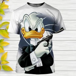 T-shirt imprimé 3D pour hommes et femmes, streetwear décontracté, estival et à la mode, avec dessin animé Disney Donald Duck, 2024