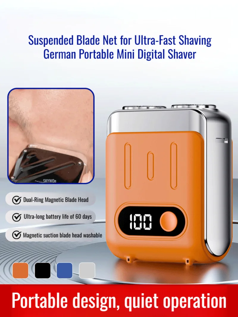 German Portable Mini Digital Display Shaver Home Use Silent Small Shaver Electric Travel Mini Shaver