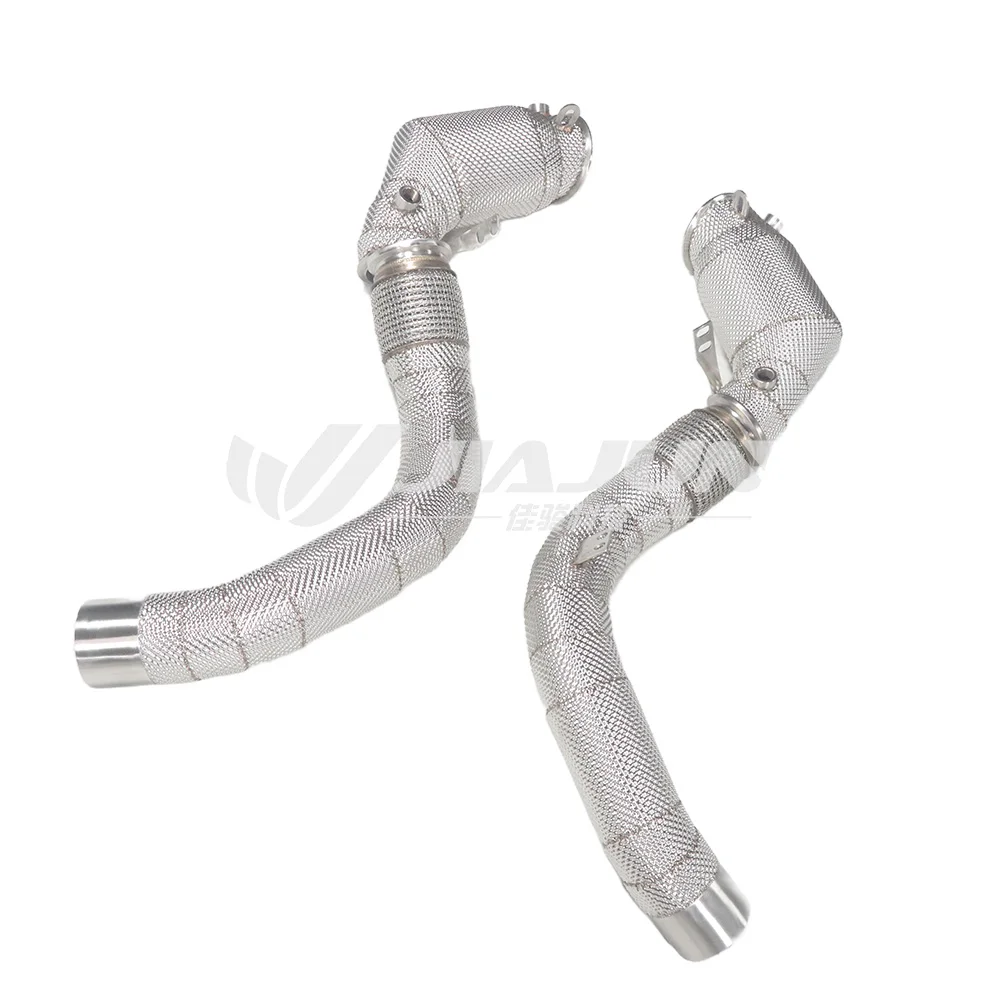 Stainless Steel High-Flow Downpipe for  M5 F90 S63 4.4T 2018-2021 Exhaust Straight Header Heat Shield JIAJUN 1.5mm Thick