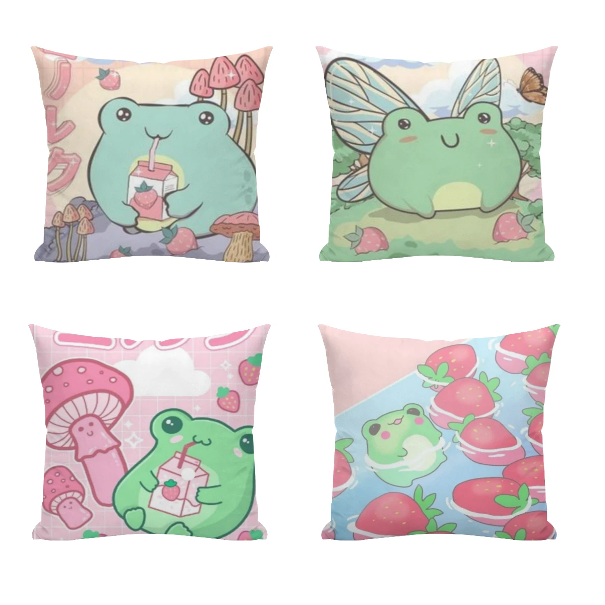 Cottage Frogs Pillow Cushion Case  Dakimakura Cover Decorative Sleeping 45x45cm