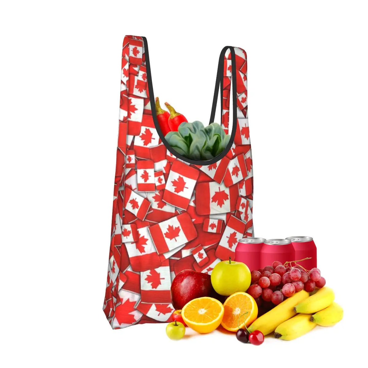 

Canada Flag Pattern Shopping Bag Portable Tote Bags Reusable Shoulder Shopper Bag Grocery Handbag