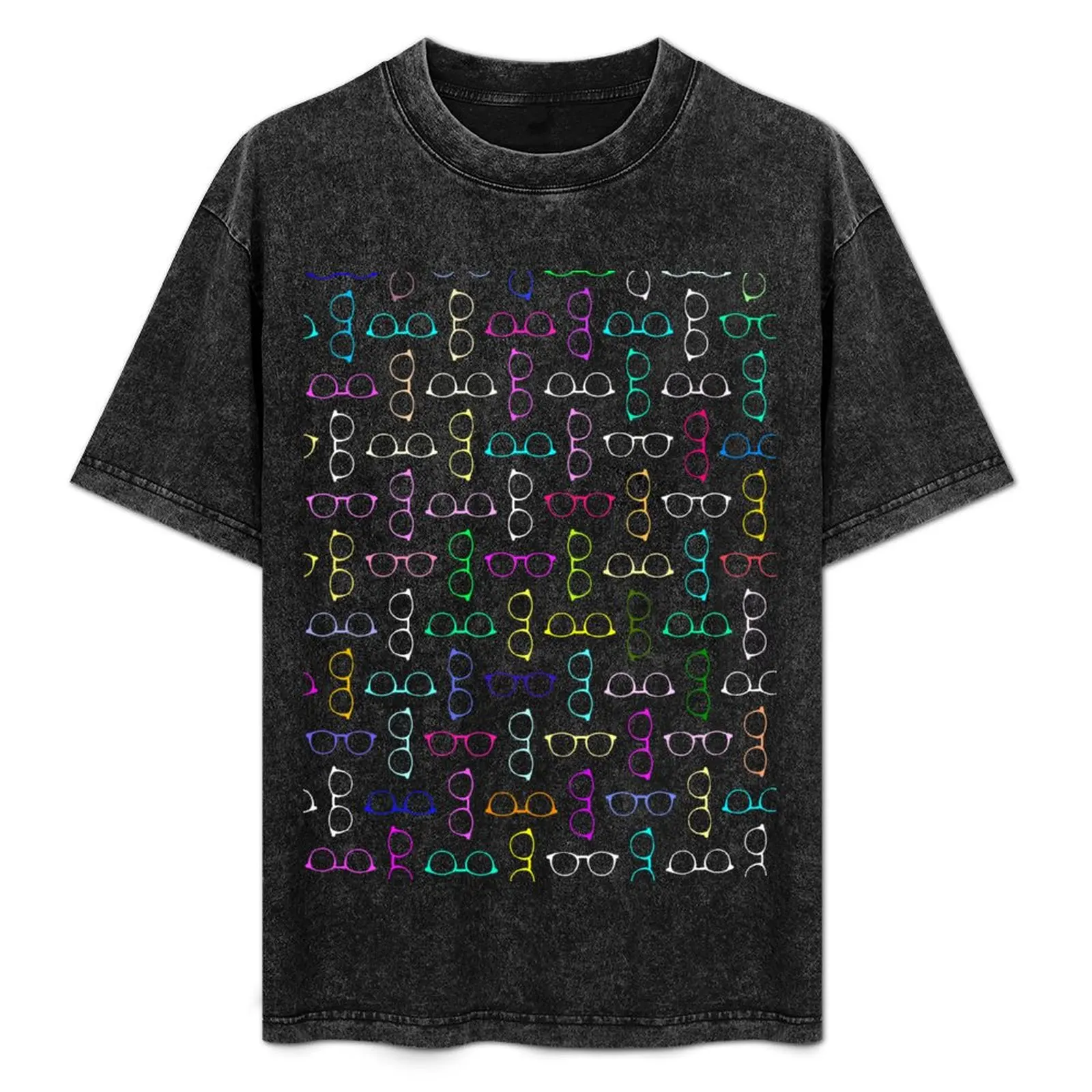 

Glasses Pattern Coloured T-Shirt vintage clothes anime t shirts oversizeds t shirt men