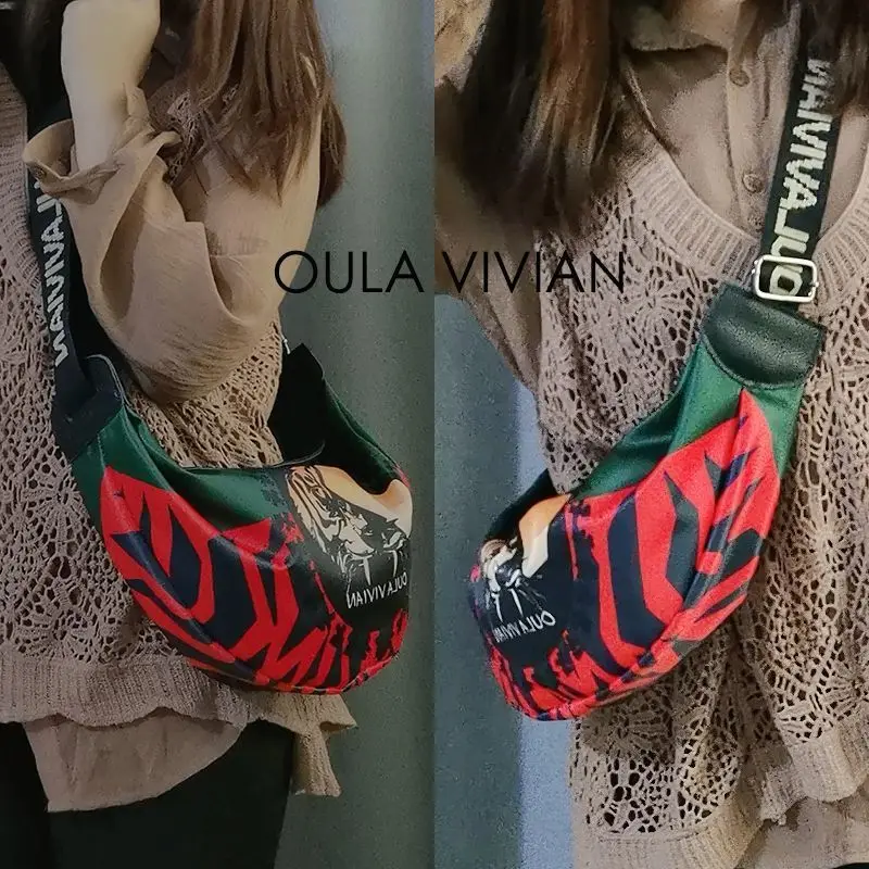 

2025 Hot Selling Tiger Head Pattern Crossbody Shoulder Bag Fashionable Casual Slingshot Dumpling Purse Genuine Leather Canvas