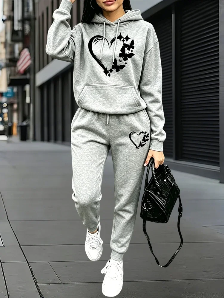 2026 New Fashion Women's Tracksuit Hoodies and Sweatpants Autumn Winter Daily Casual Sports Pullover Set Outdoor Jogging Outfits