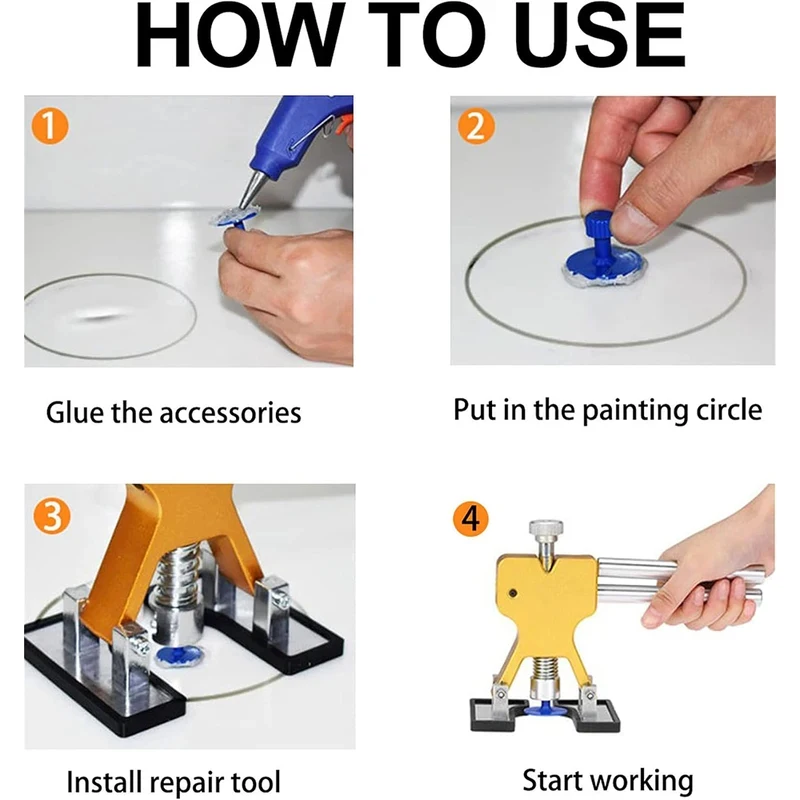 Universal Paintless Car Dent Puller Lifter Tool Kit, Auto Body Small Ding Remover with 18 Dent Pulling Tabs