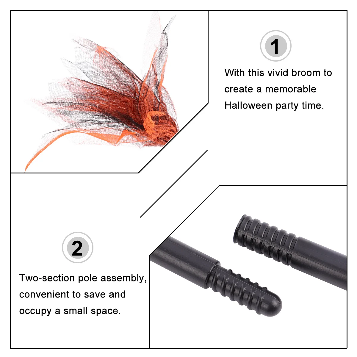 Hexenbesen Ausziehbarer Halloween-Besenstiel für Kinder und Erwachsene Kostüm-Requisite Hexen-Zauberer-Party-Zubehör Netzbesen