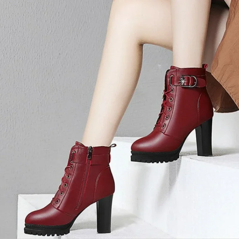 High Quality Knee High Boots Women Soft Leather Knee Winter Boots Comfortable Warm Fur Women Long Boots Shoes Black Brown