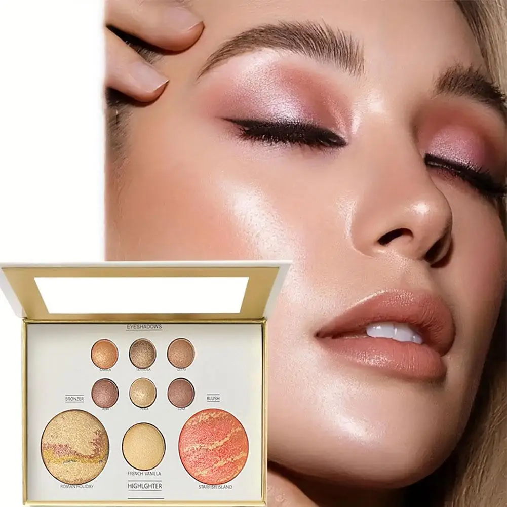 Make-up-Lidschatten-Palette, matt, leuchtend, schimmernd, glitzernd, leicht zu tragen, Highlight Blush Bronzer, professionelle All-in-One-Make-up-Palette