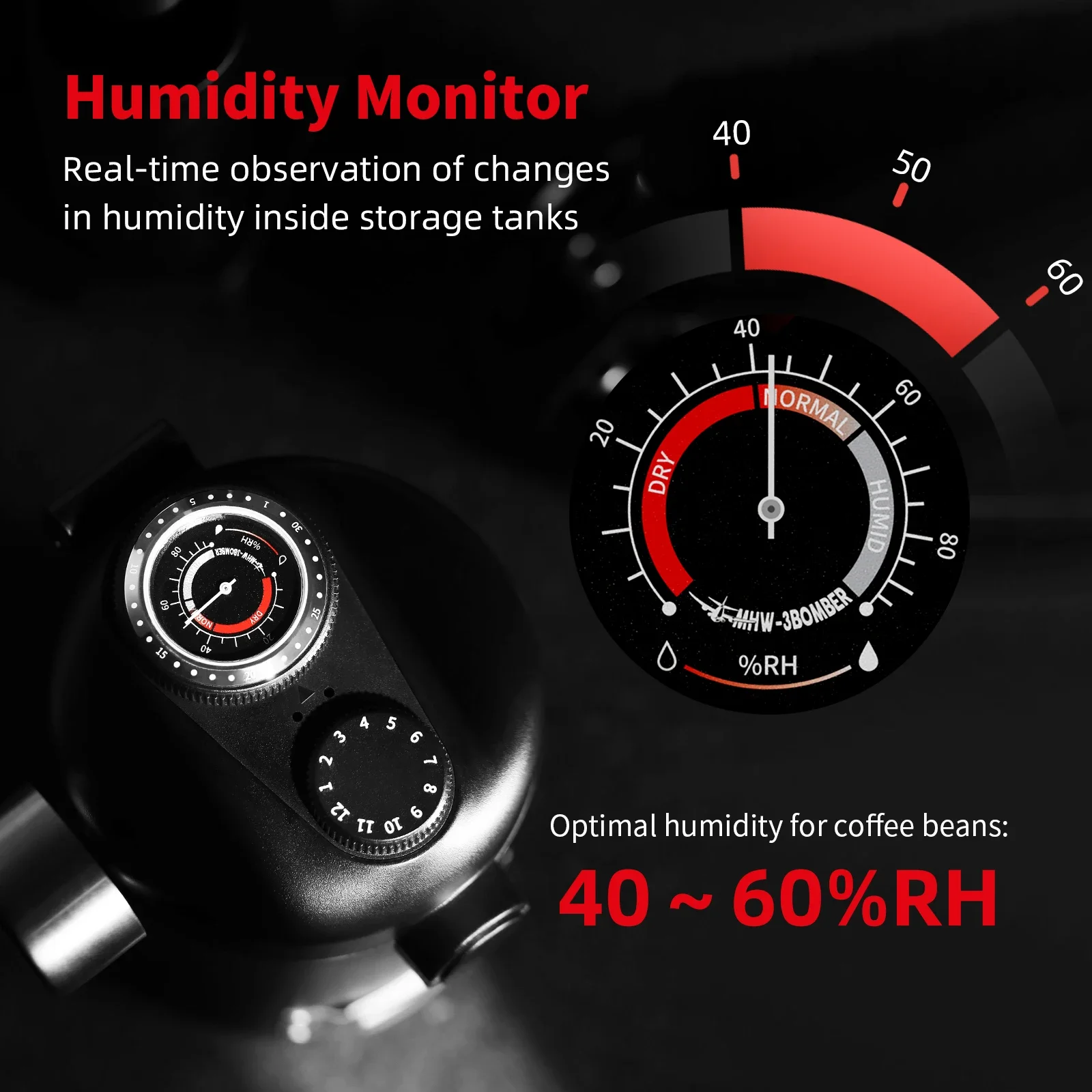 MHW-3BOMBER Gambo Sealed Canister Airtight Coffee Beans Canister with Exhaust Valve Storage Jars Magnetic Spoon Camping Tool