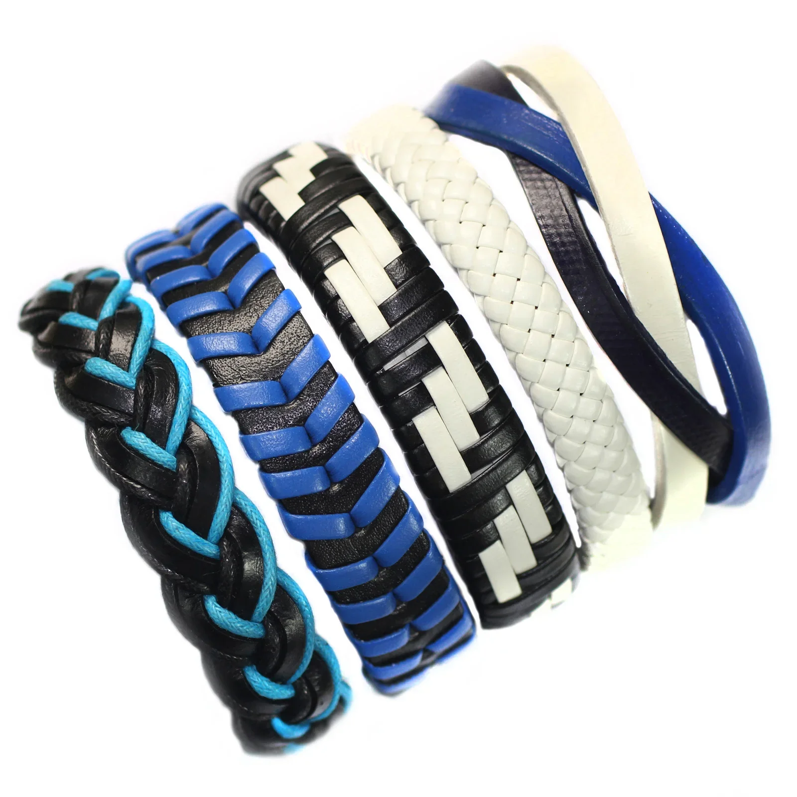 6 Stks/set Mannen Vrouwen Armbanden Multilayer Etnische Tribal Polsbandjes Leather Braid Armbanden Armbanden Handgemaakte Rope Wrap Armbanden
