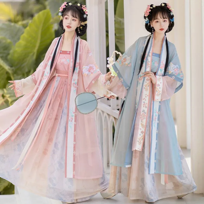 Hanfu vestido hecho a mano para mujer adulta, faldas plisadas bordadas, altura y delgadez, trajes diarios de primavera y verano