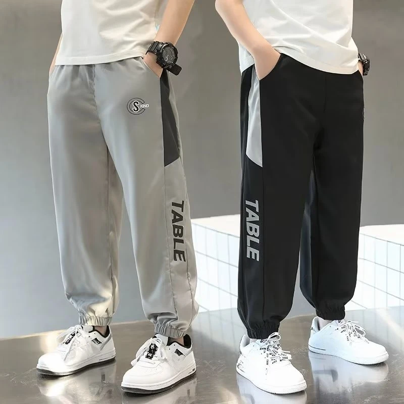 

Spring Thin Boys' Sports Pants Kids Korean Version of High Street Fashion Sweapants High Quality Children's Clothing New 2024