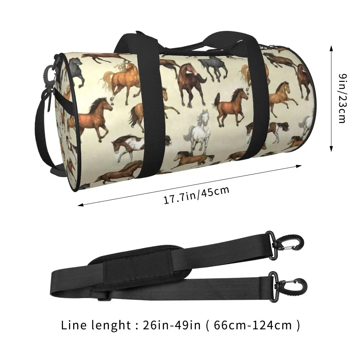 Sunset Horse Gym Bag Cool Animal Print Travel Training Sports Bags Men\'s Design Large Retro Fitness Bag Weekend Handbags